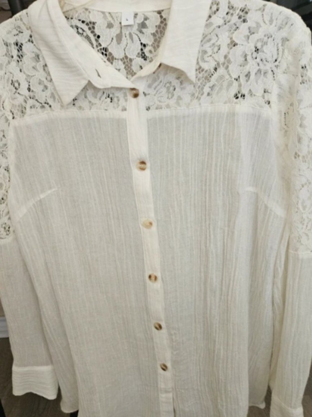 Cream blouse with lace collar